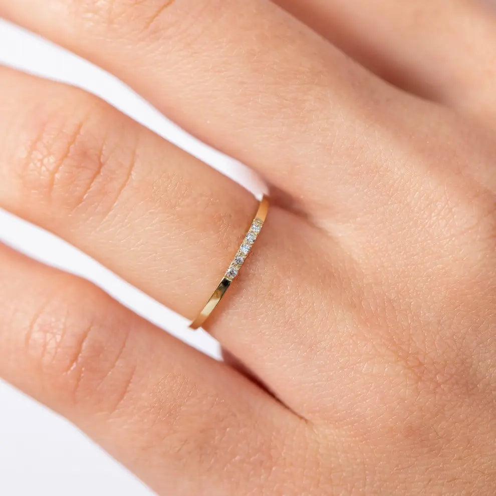 Dainty Diamond Wedding Band 14K Gold
