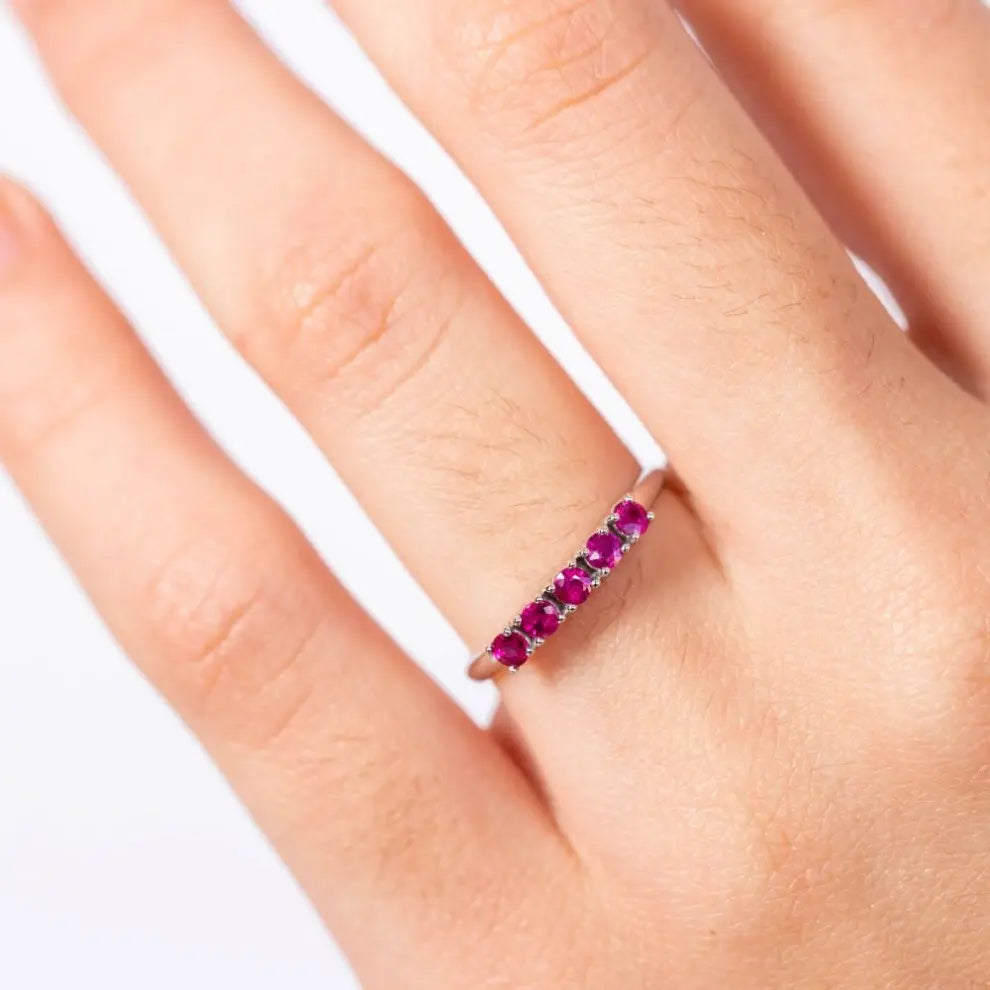 Half Eternity Ruby Ring 14K Gold
