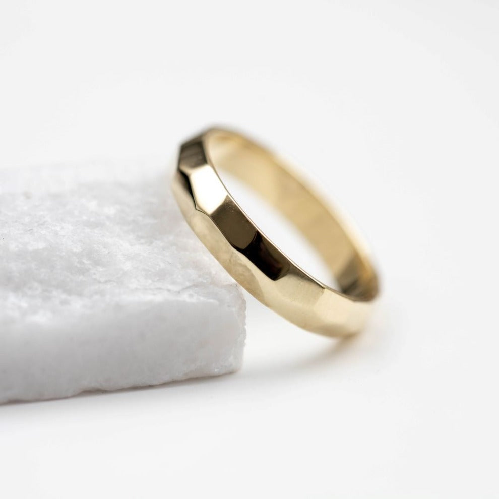 Hammered Gold Wedding Band