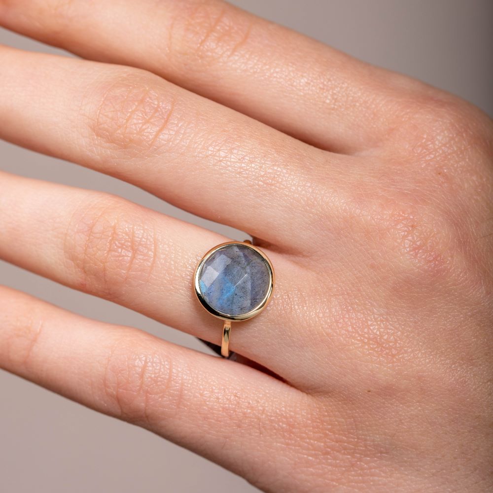 Labradorite Ring 12mm in 14K Gold