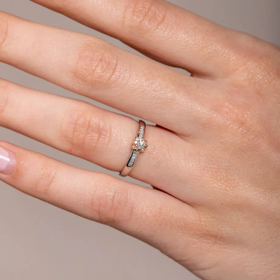 18K White Gold and Rose Gold Diamond Engagement Ring