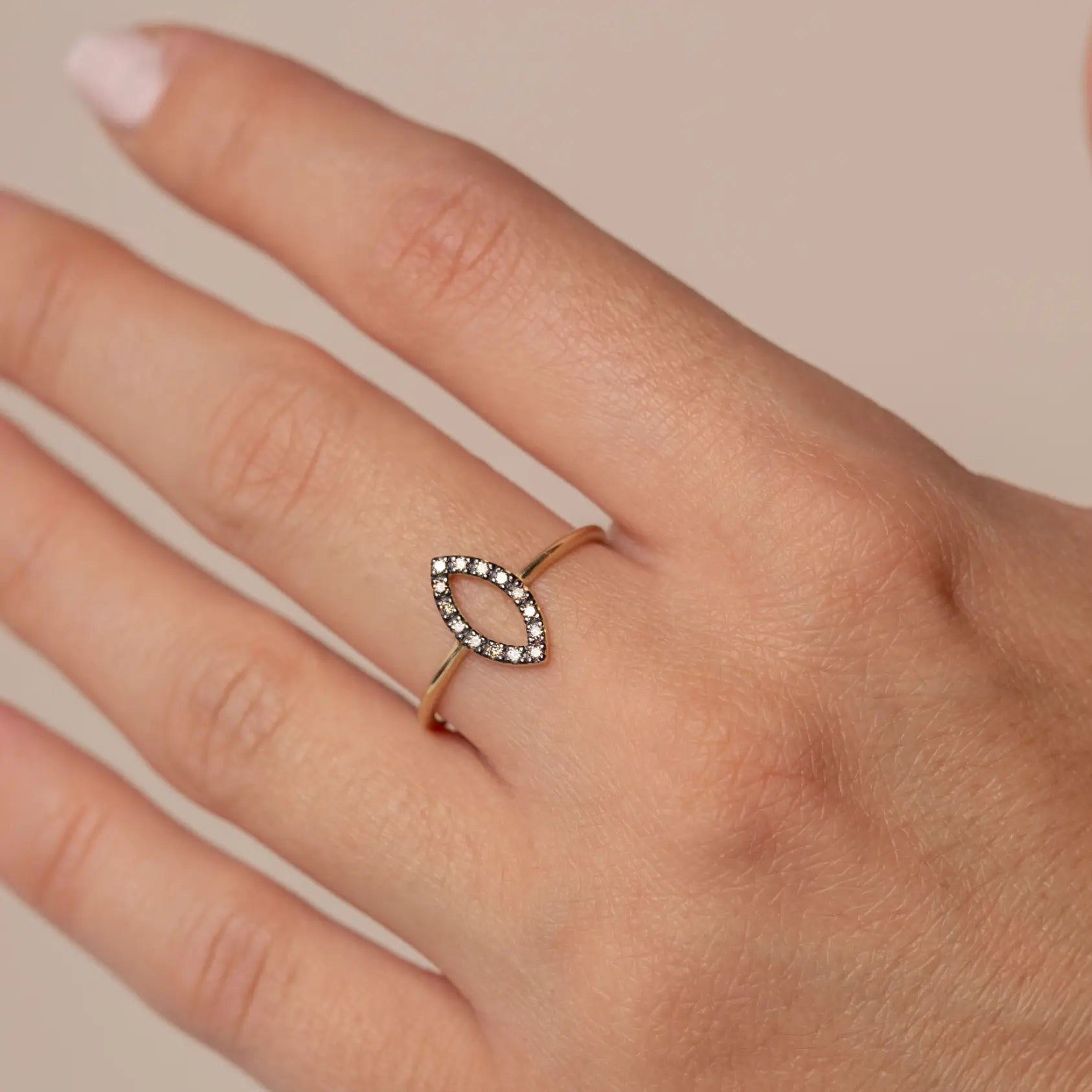 Marquise Brown Diamond Ring 14K Gold