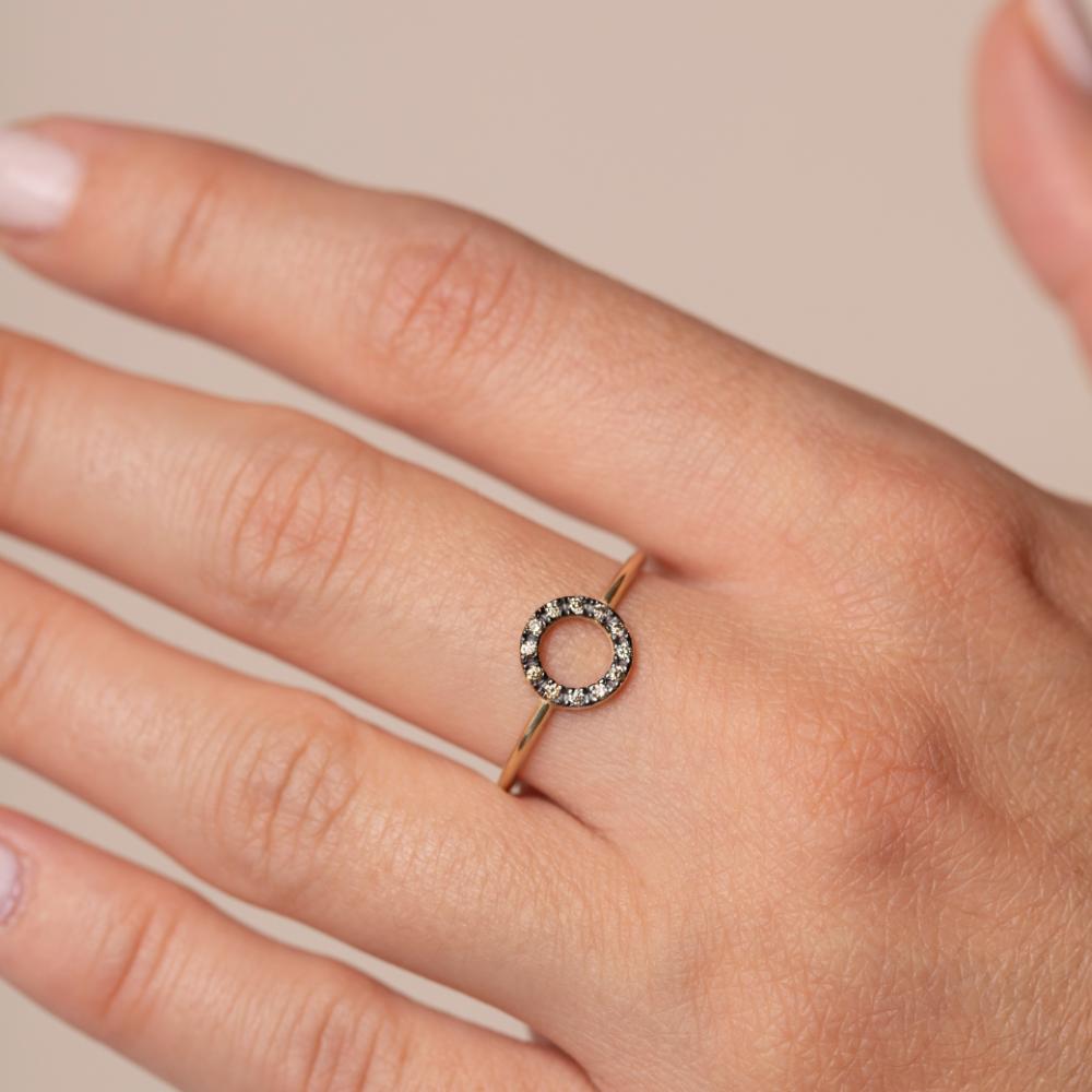Circle Brown Diamond Ring 14K Gold