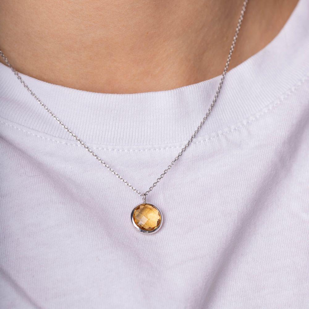 Citrine Necklace in 14K Solid Gold