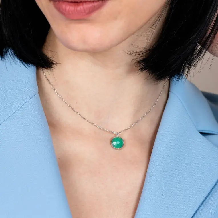 Chrysoprase Necklace in 14K Solid Gold