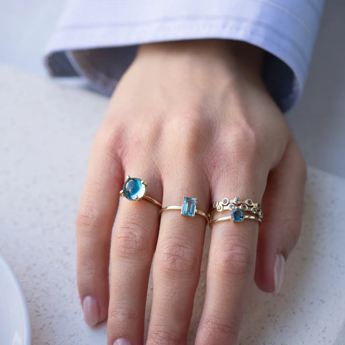 Γυναικείο δαχτυλίδι με Swiss Blue Topaz από χρυσό