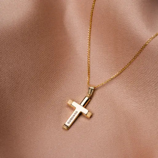 Double-sided Christening Cross with Chain