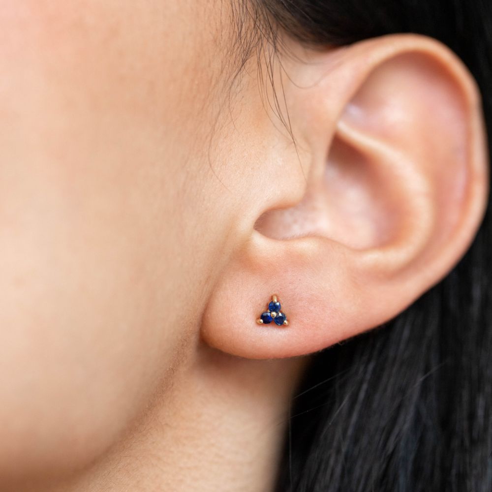 Blue Sapphire Stud Earrings 14K