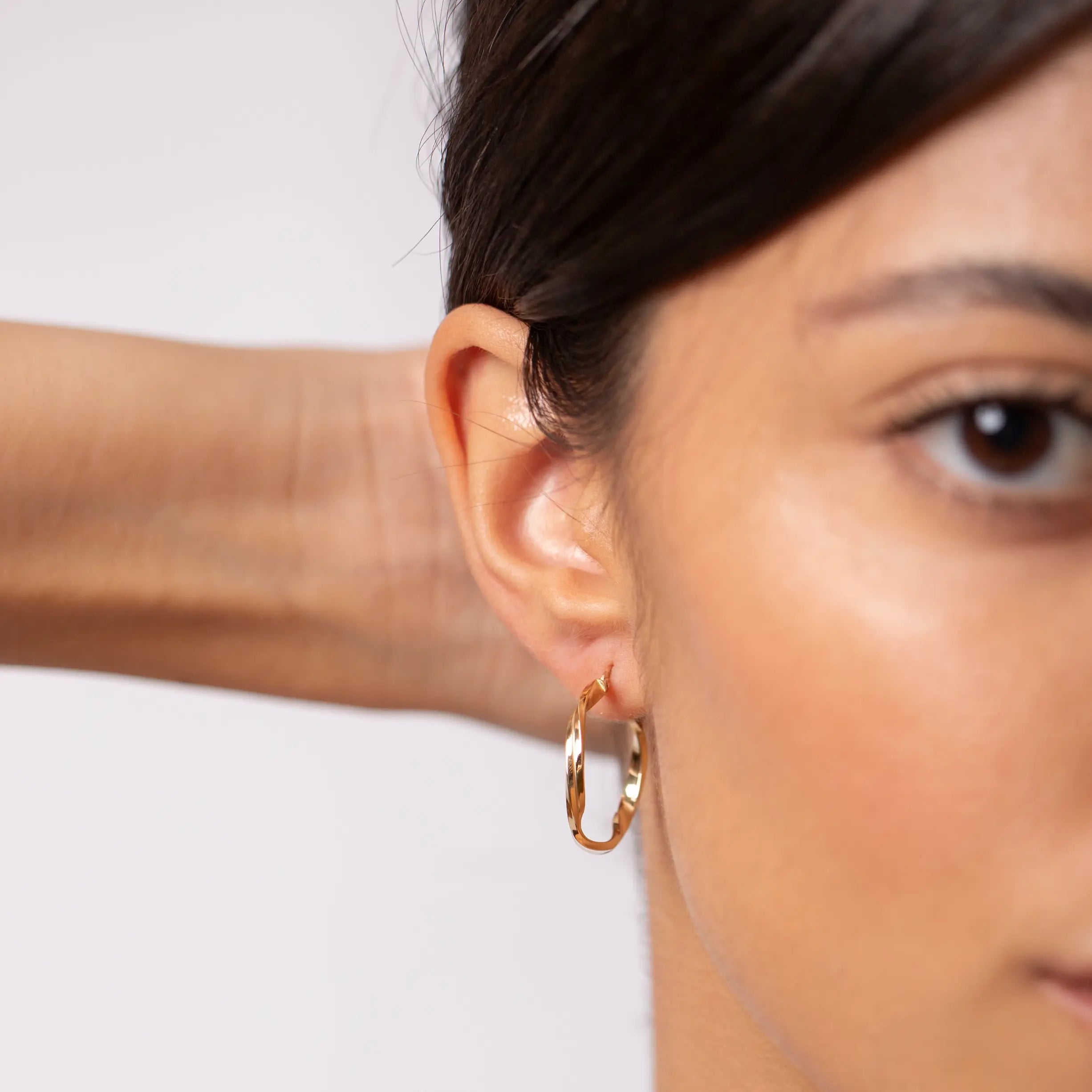 14K Gold Twisted Hoop Earrings