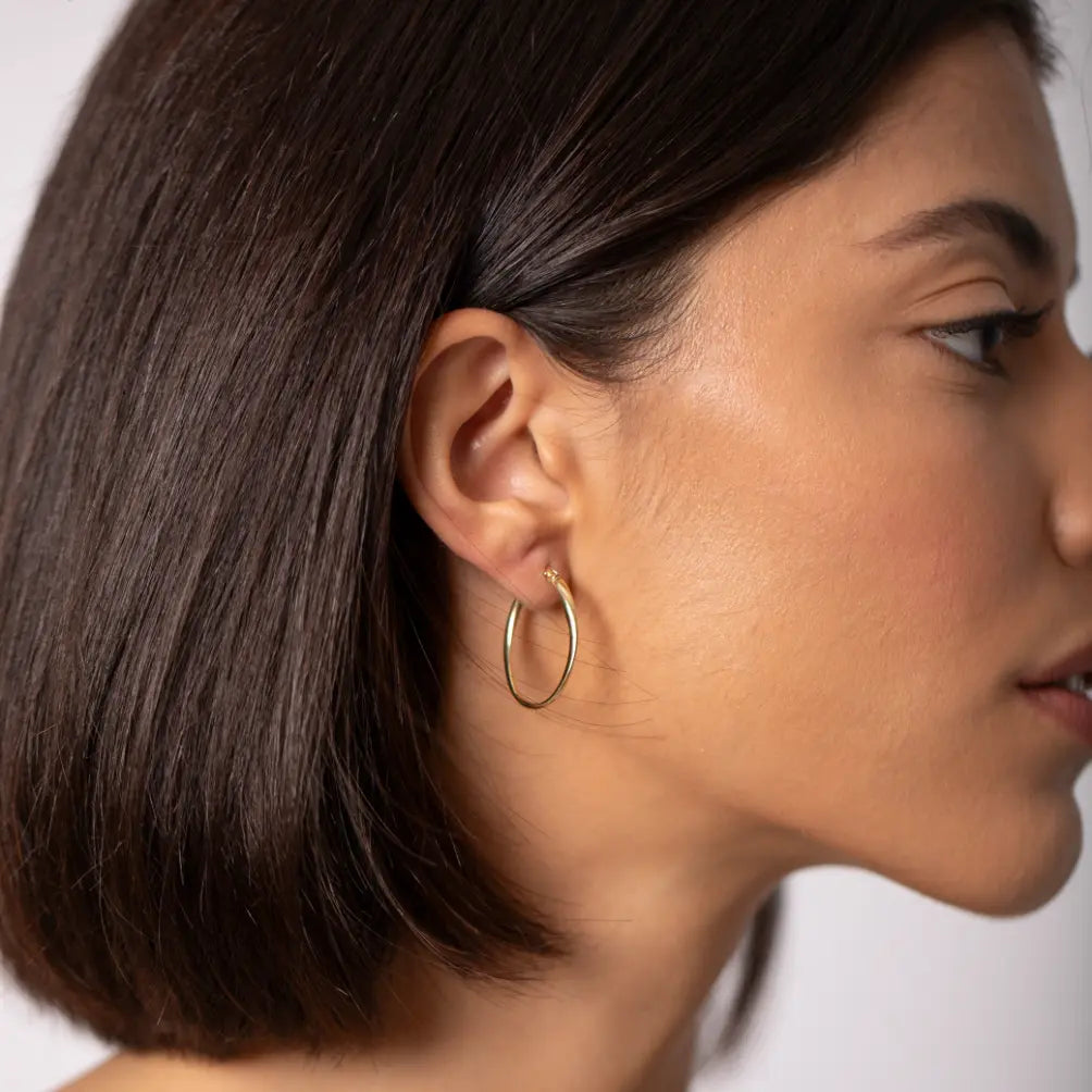 Oval Hoop Earrings 14K Yellow Gold
