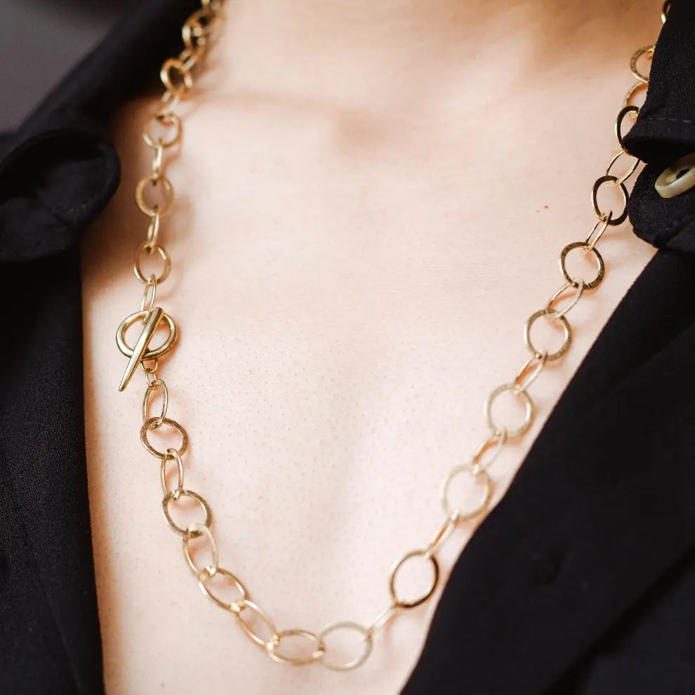 Toggle Chain Necklace Silver 925 Gold Plated