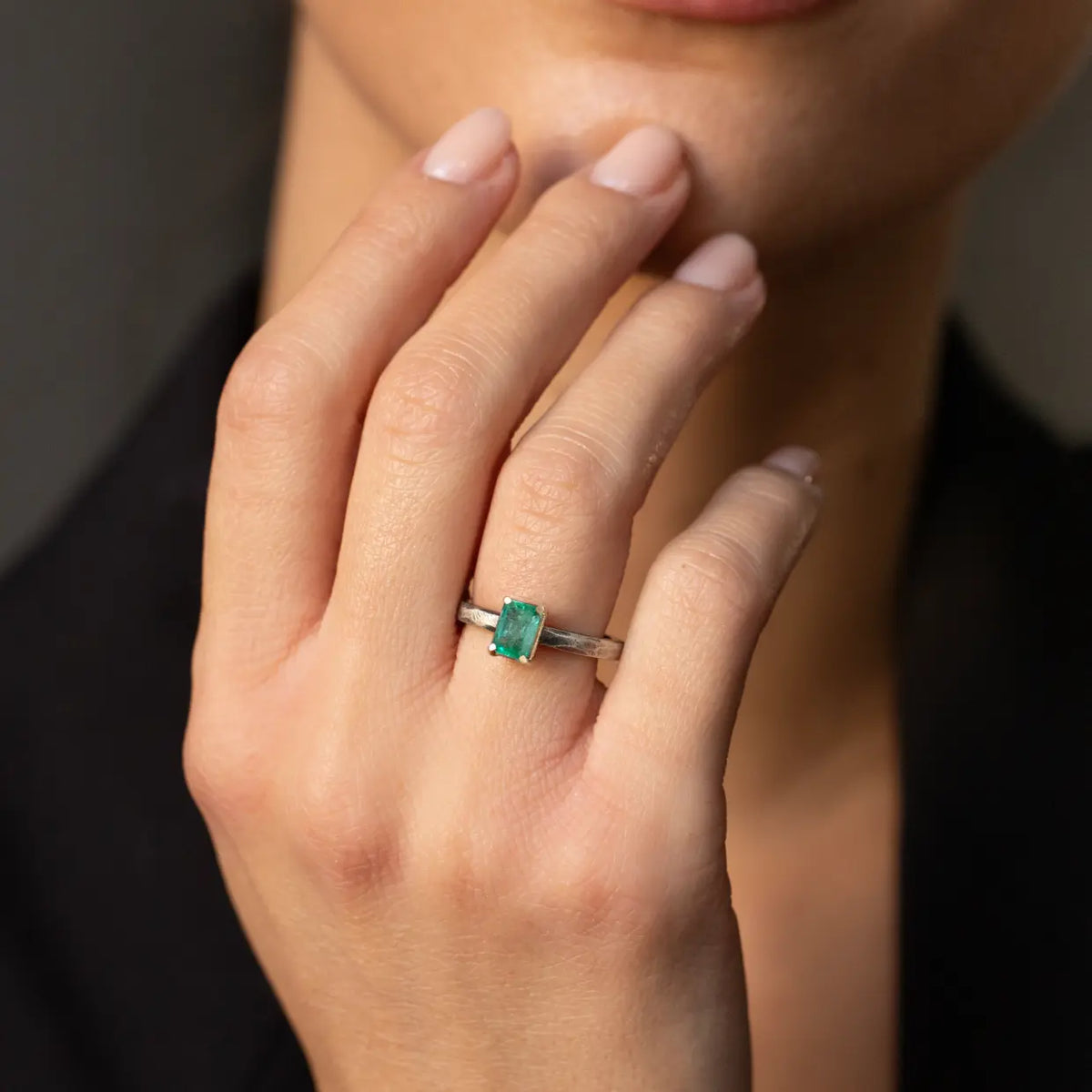 Emerald Ring In Silver And Gold