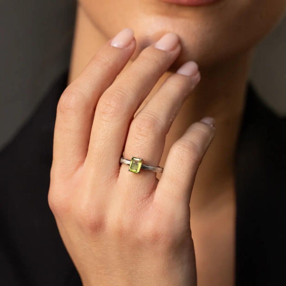 Peridot Ring In Silver And Gold