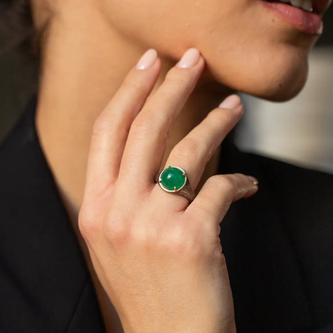 One Of A Kind Emerald Ring In Silver And Gold