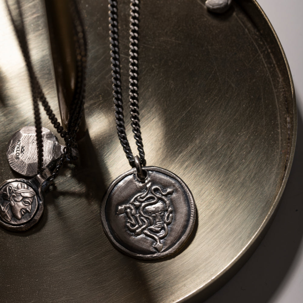 Κολιέ Μέδουσα Οξειδωμένο Ασήμι 925