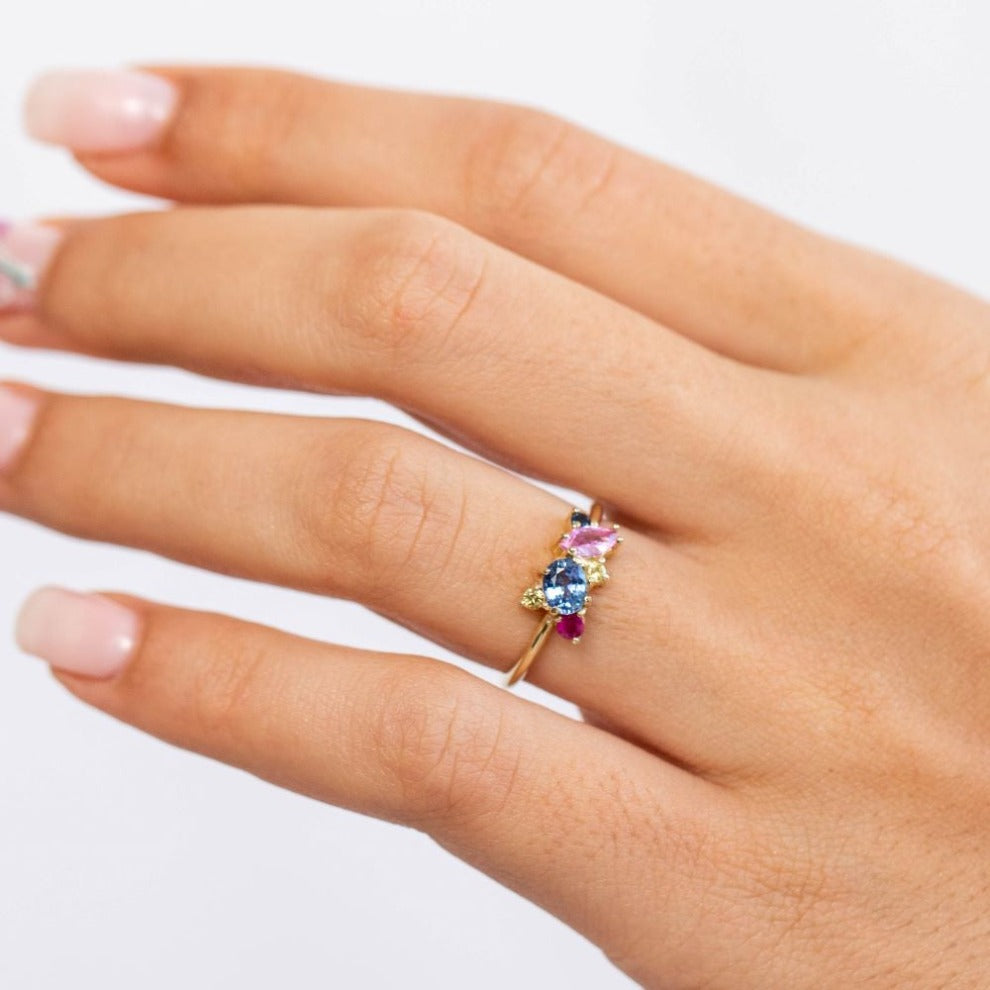 14K Ring with Ruby and Sapphires