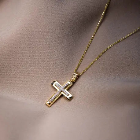 Gold Baptism Cross for Girls with Chain