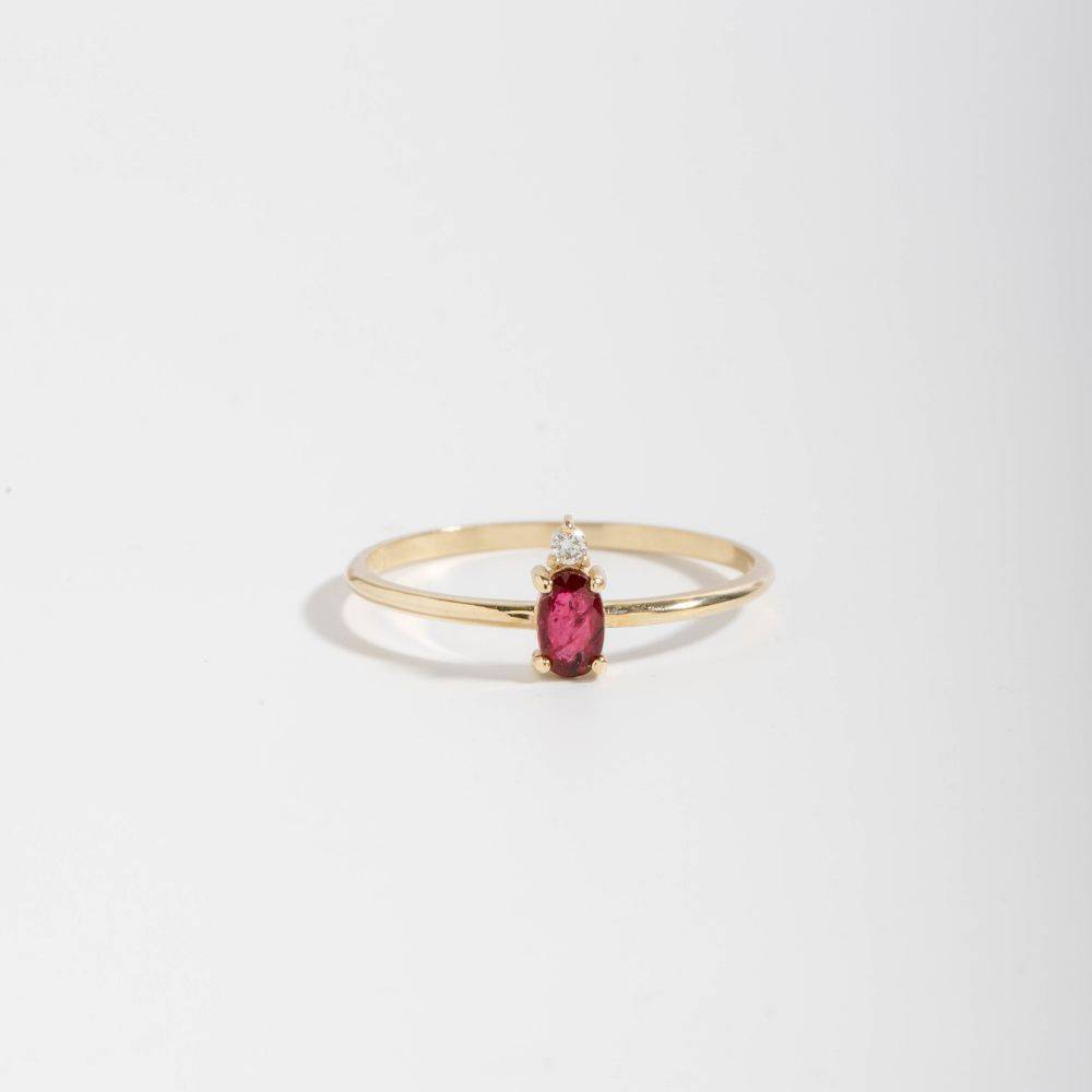 Ruby Engagement Ring Diamond 14K Gold