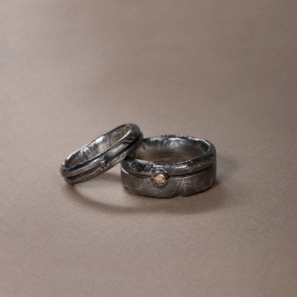 Black Diamond Narrow Band Ring