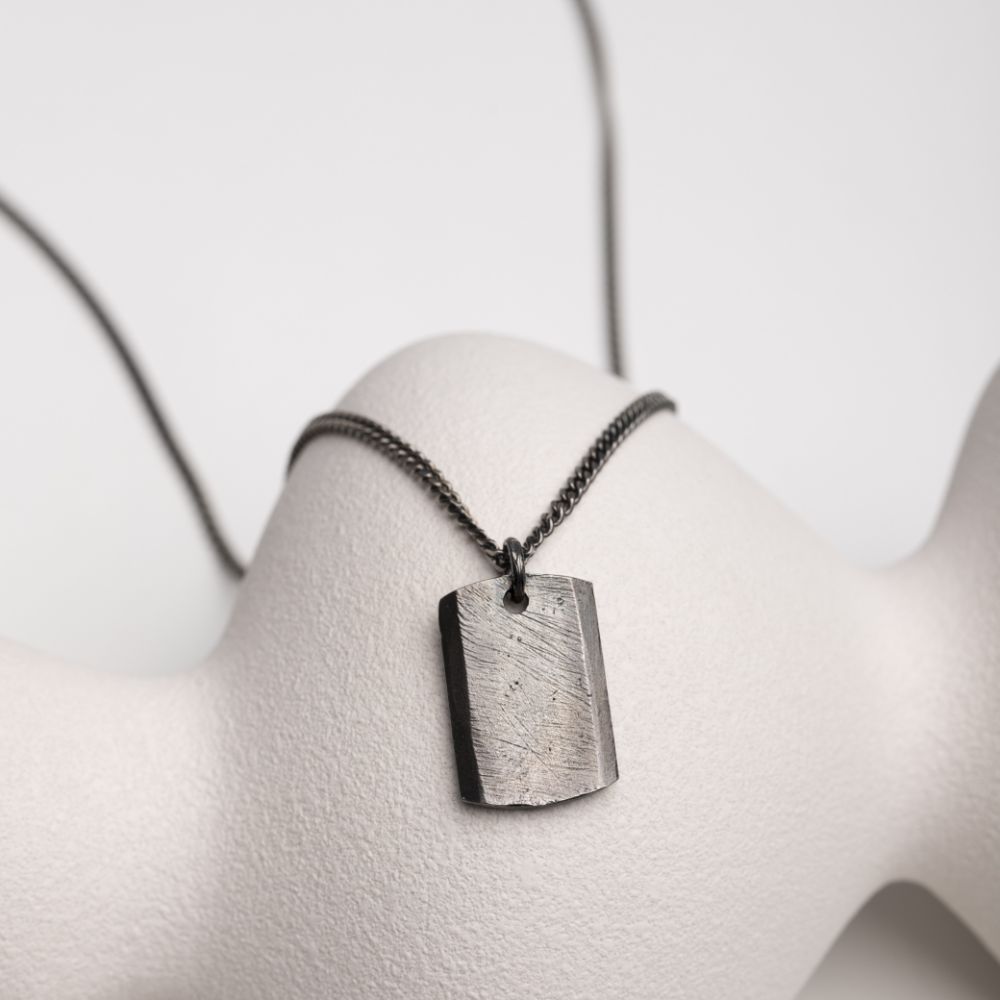 Tag Necklace Oxidized Sterling Silver Personalized