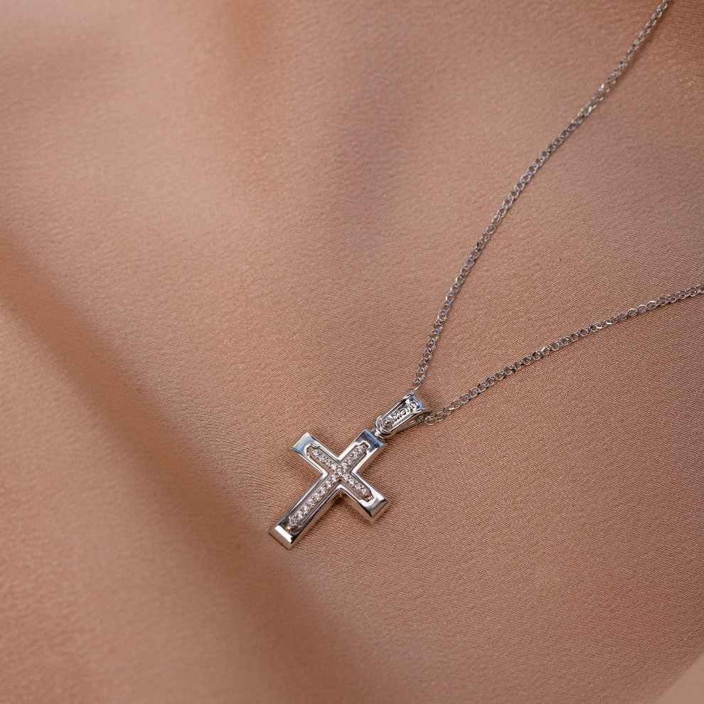 Classic Christening Cross Pendant with Chain