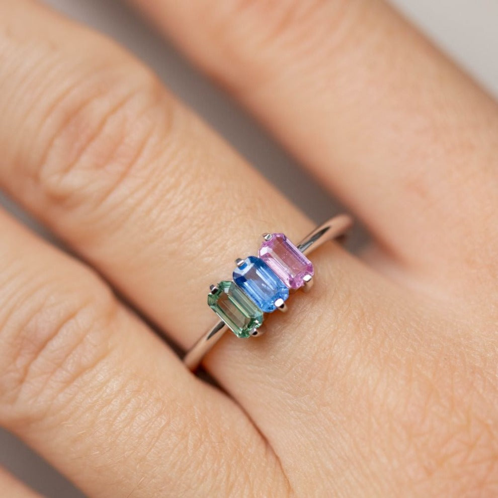 Multicolor Sapphire Ring 14K Gold