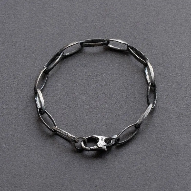 Chain Bracelet in Oxidized Silver 925 with Handmade Clasp