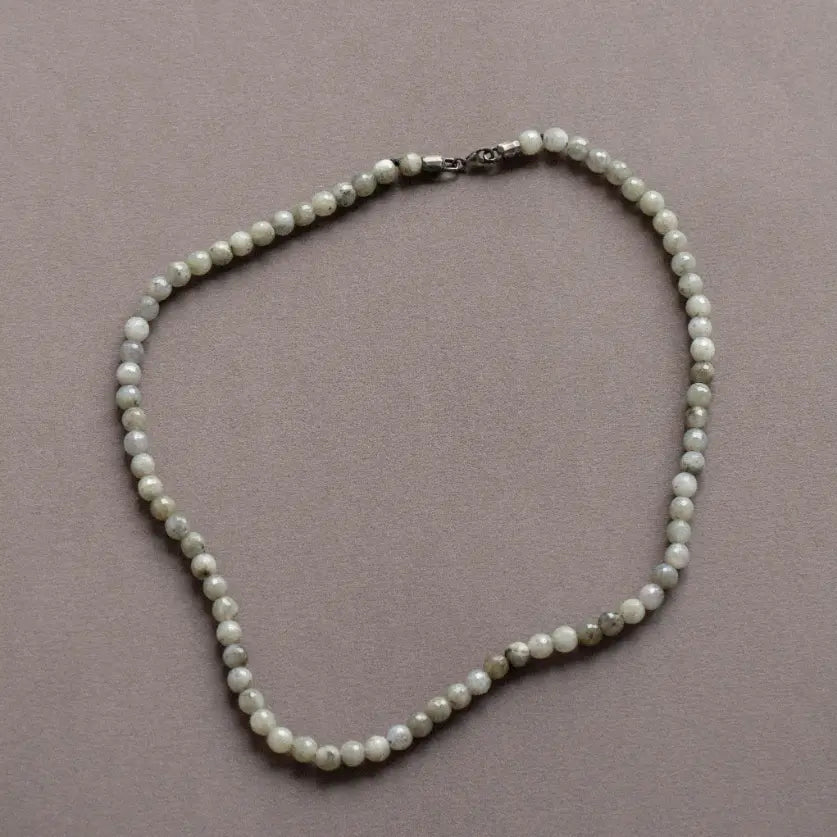 Labradorite Necklace Sterling Silver with natural gray labradorite beads and solid sterling silver clasp.