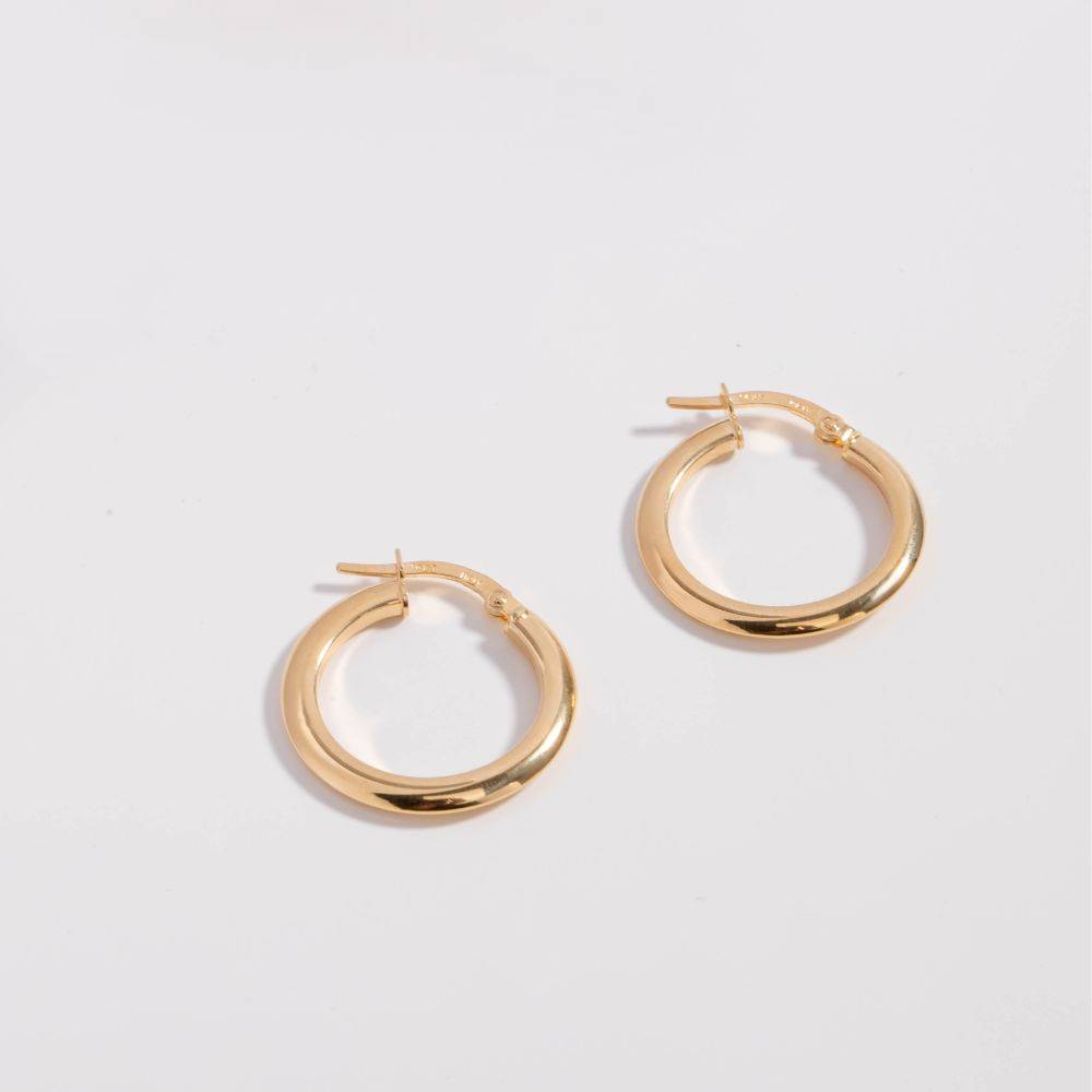 14K Gold Medium Thin Hoops for Women Kyklos