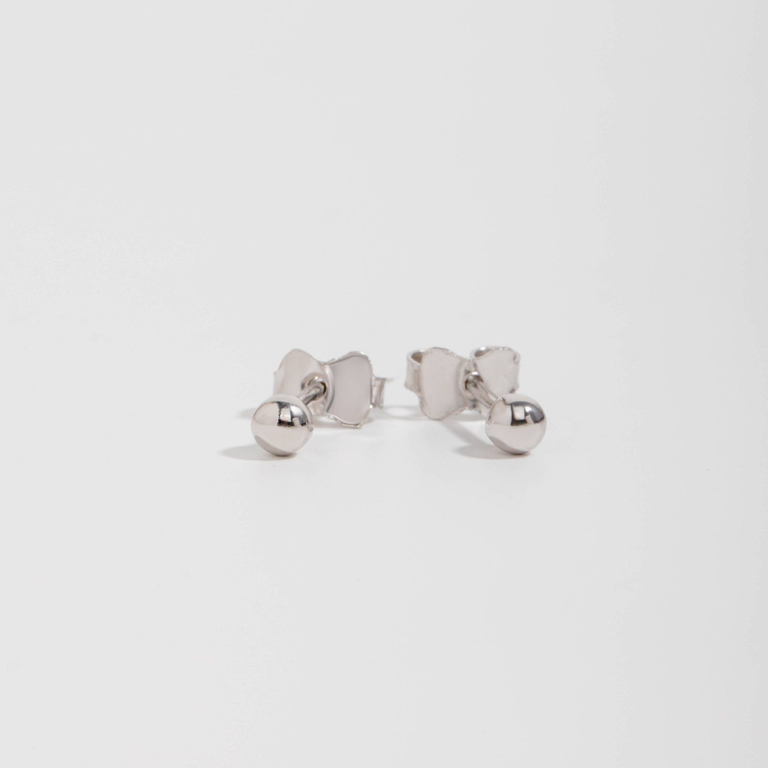 Tiny Ball Stud Earrings 14K White Gold