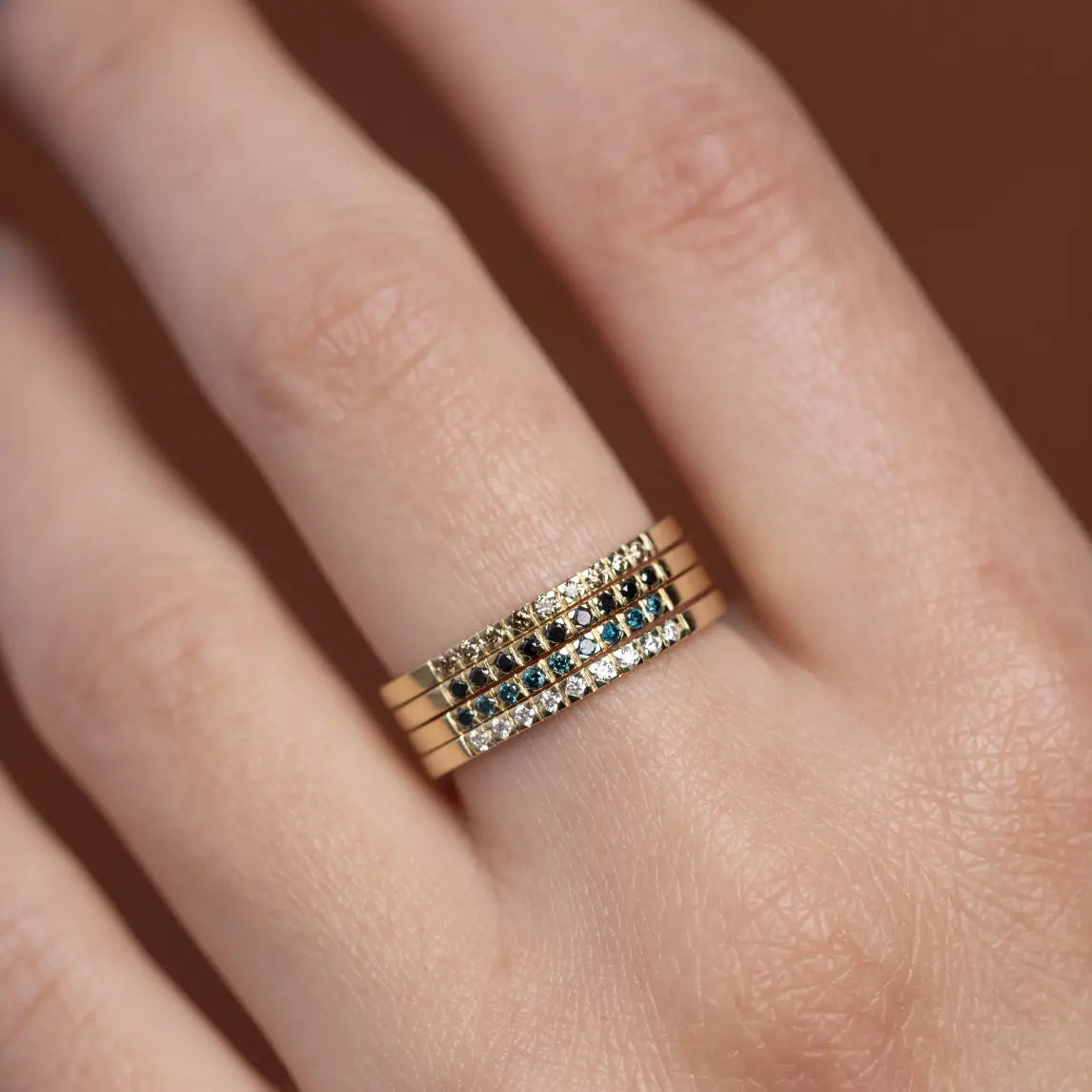Black Diamond Wedding Band 14K Gold