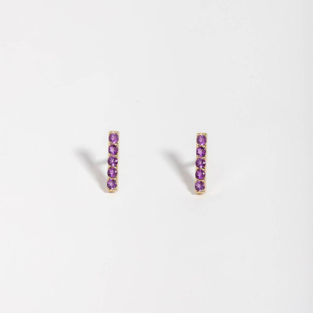 Purple Amethyst Stud Earrings 14K
