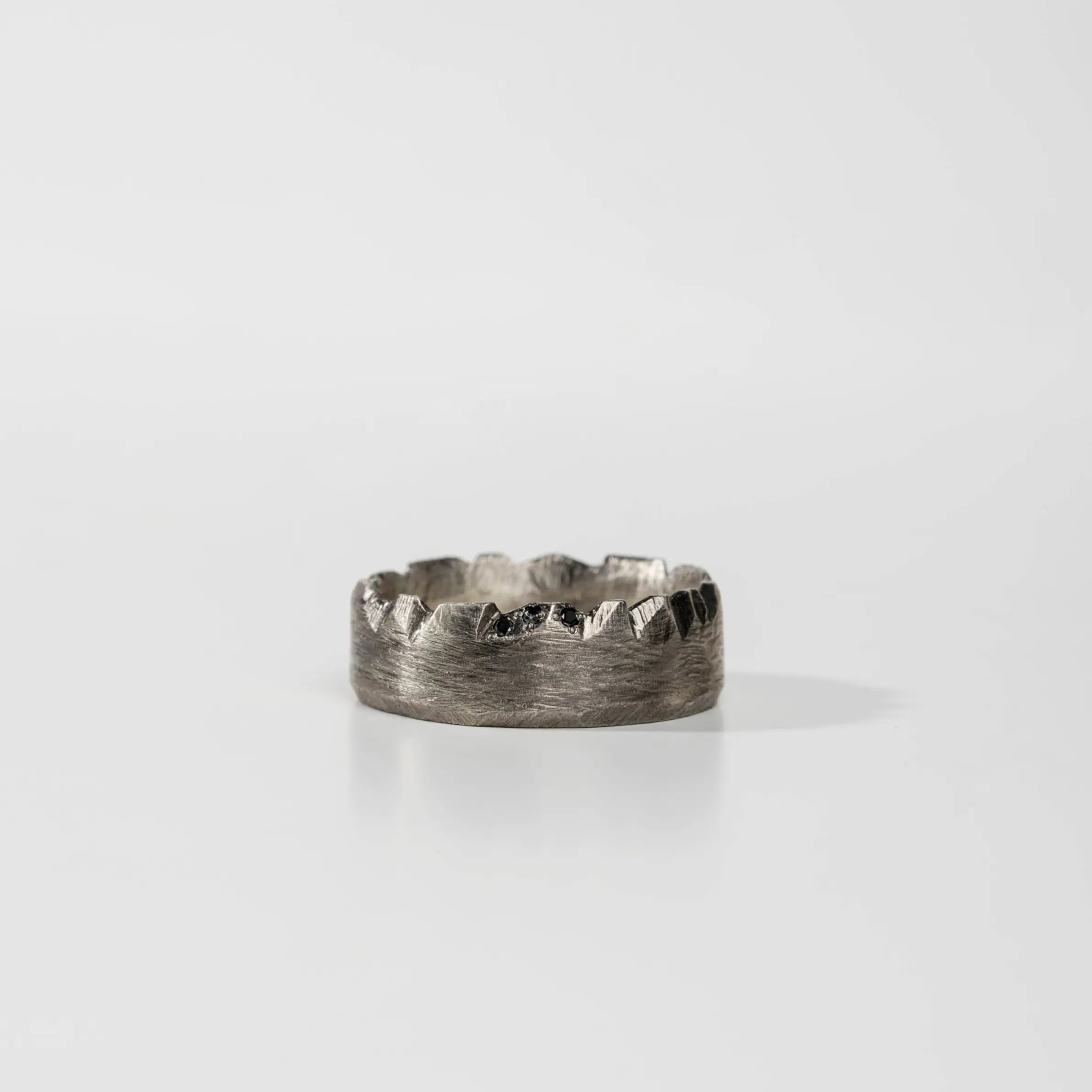 Black Diamond Band Ring Oxidized Silver 925