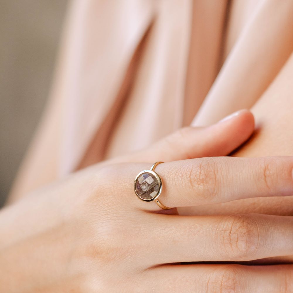 Labradorite Ring 10mm in 14K Gold