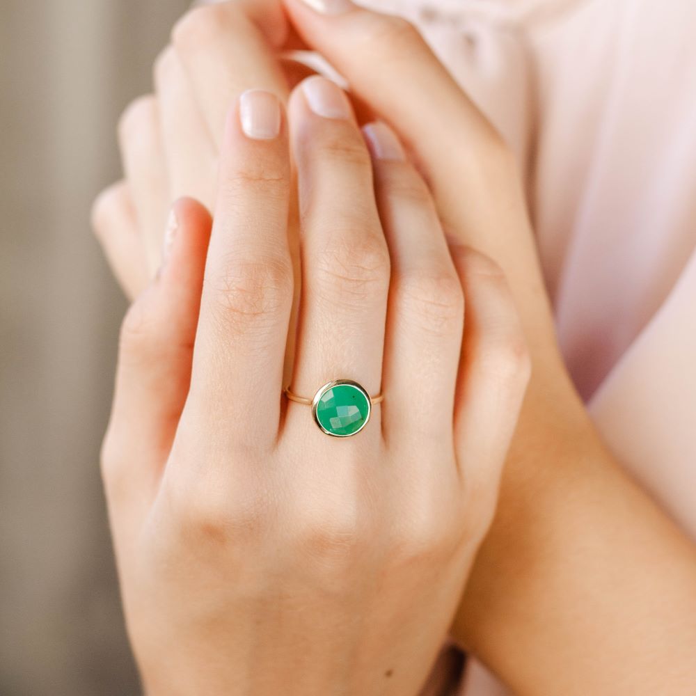 Chrysoprase Ring 10mm in 14K Gold