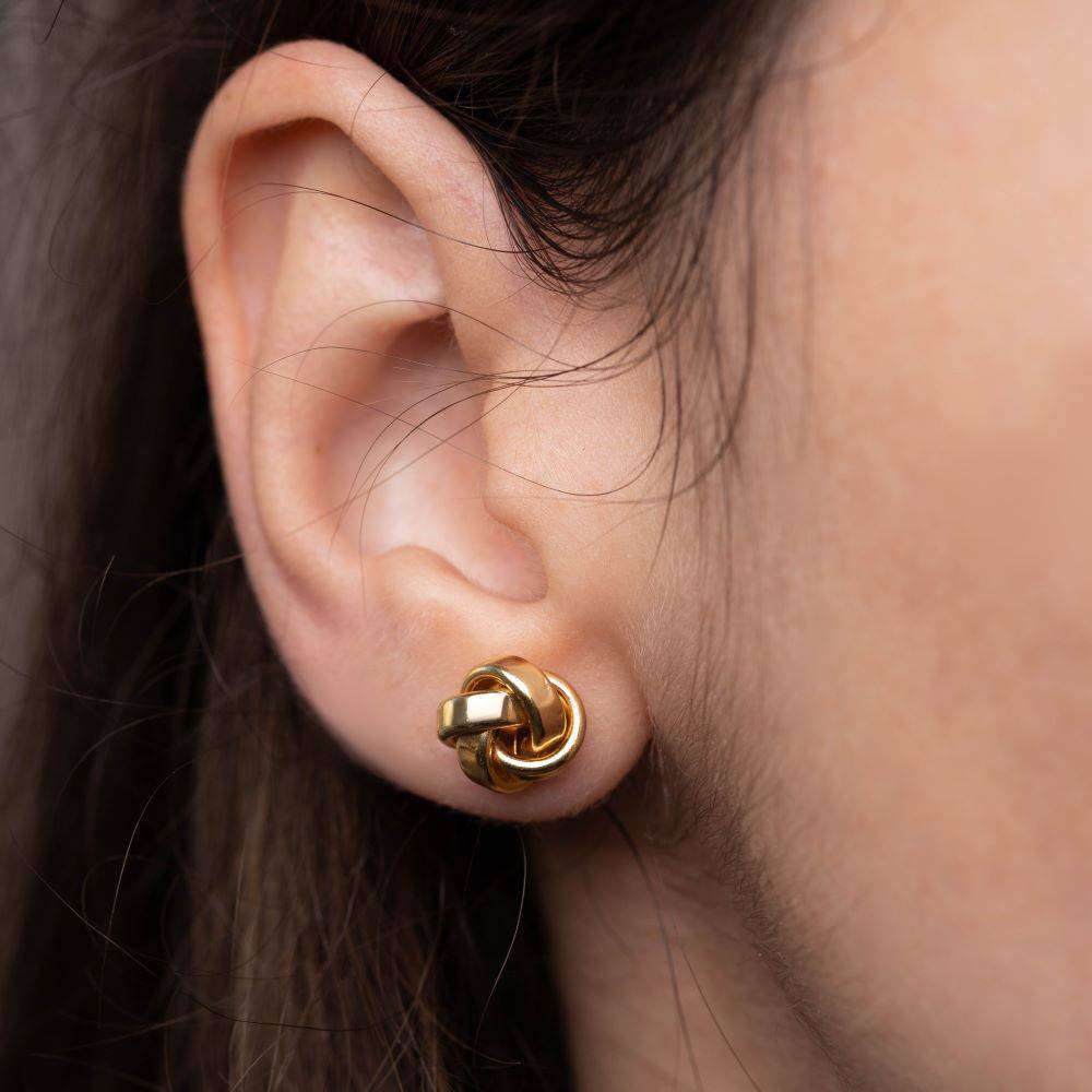 Knot Stud Earrings 14K Gold for Women by Kyklos