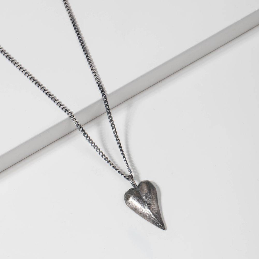 Heart Necklace Oxidized Silver