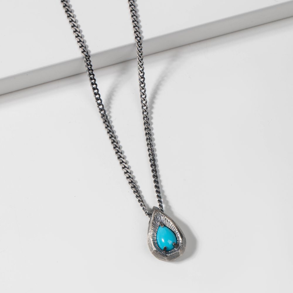 Turquoise Necklace Oxidized Silver 925