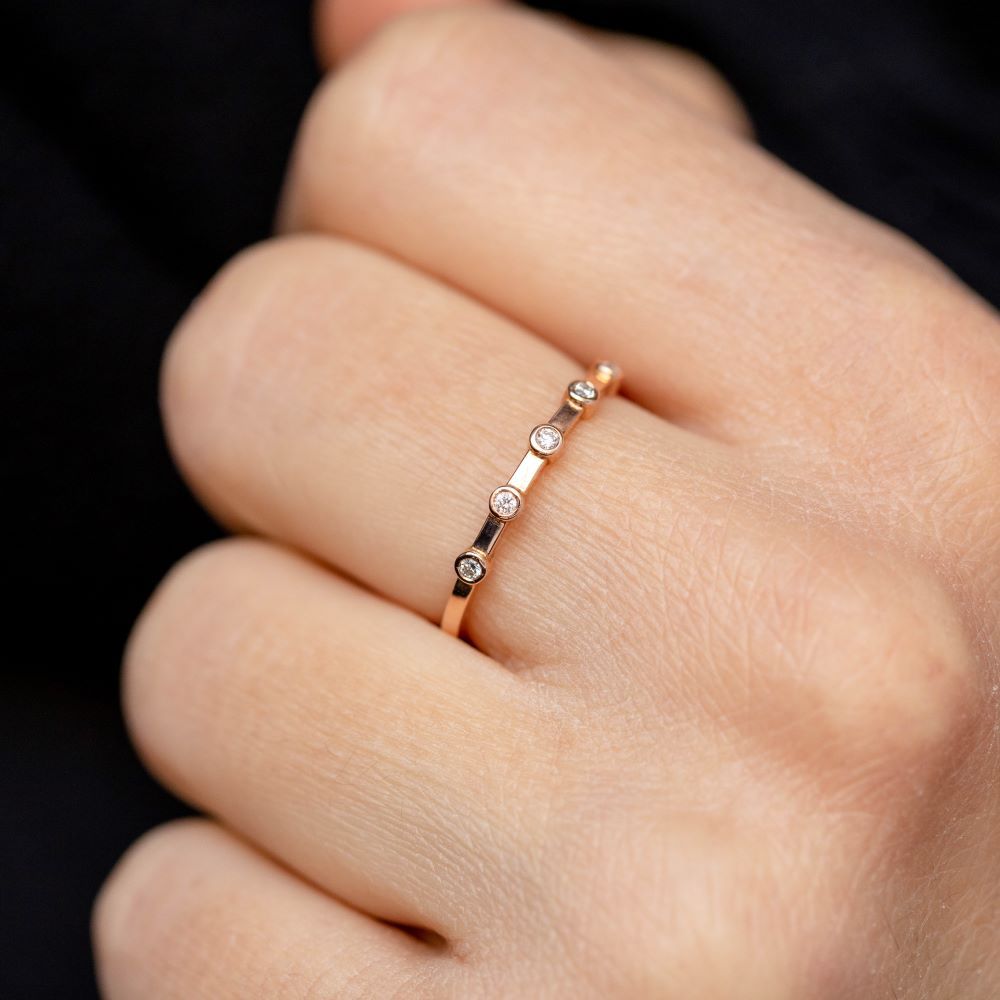 5 Diamond Ring 14K Gold