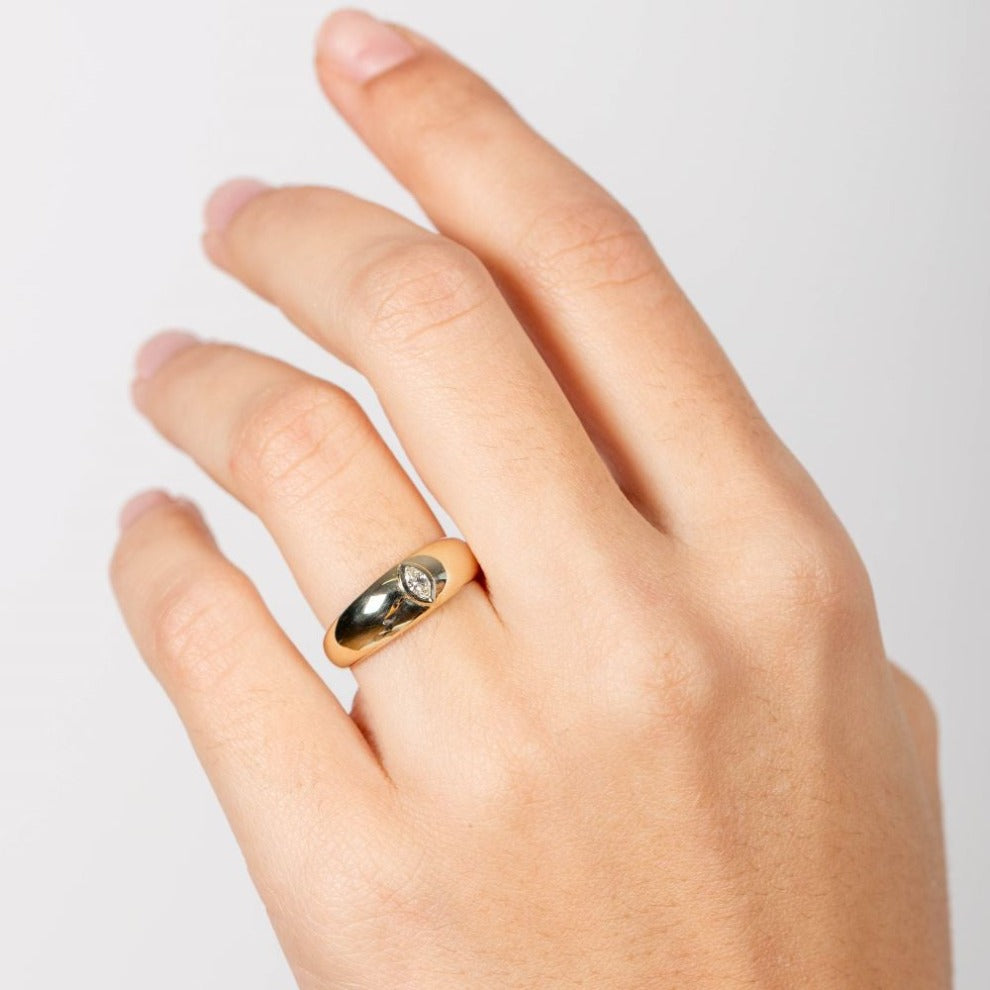 14K Gold Dome Diamond Ring