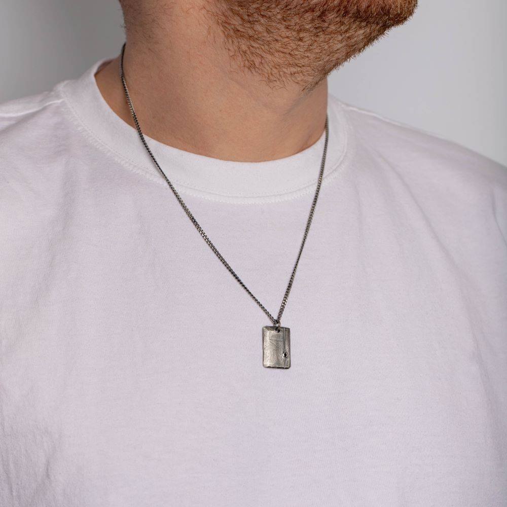 Black Diamond Tag Necklace Personalized