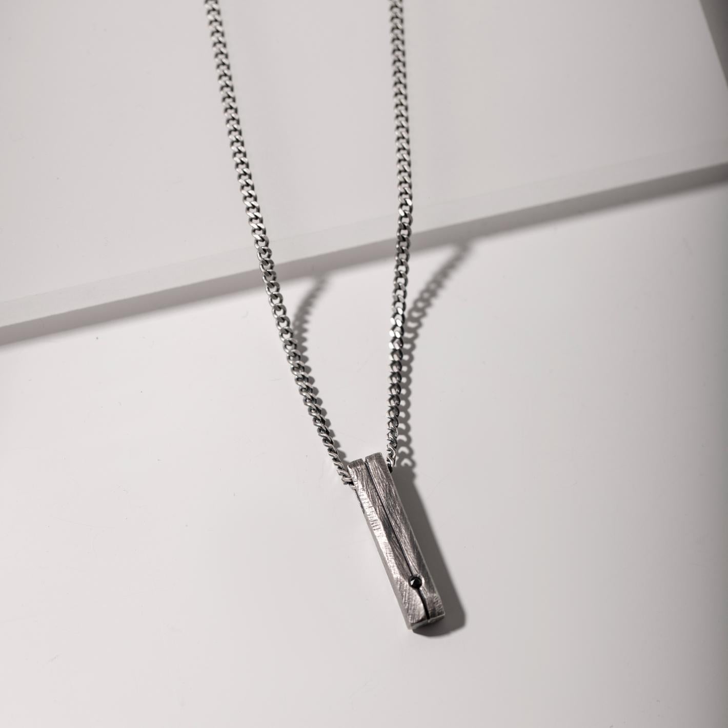 Bar Necklace Oxidized Silver 925