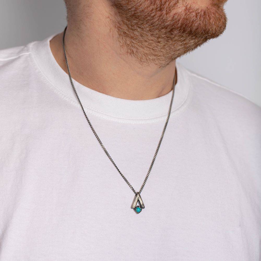 Oxidized Silver Turquoise Necklace