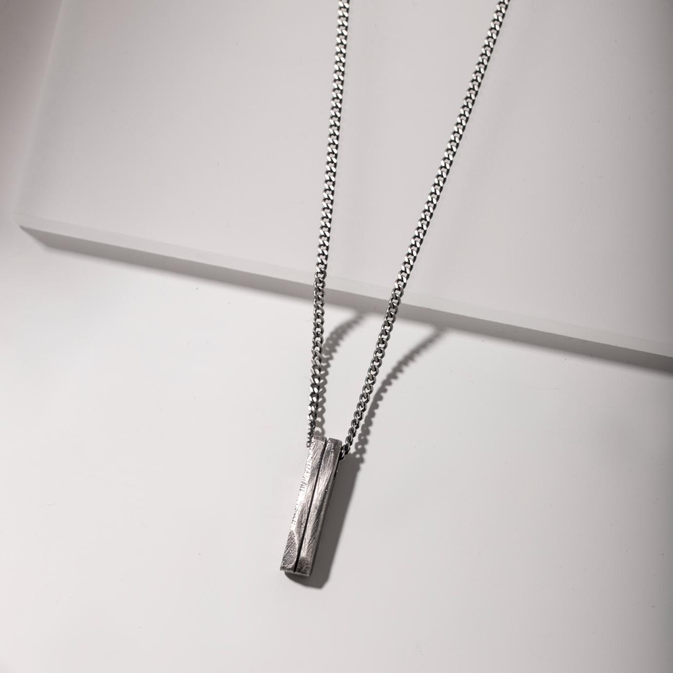 Bar Necklace Oxidized Silver 925