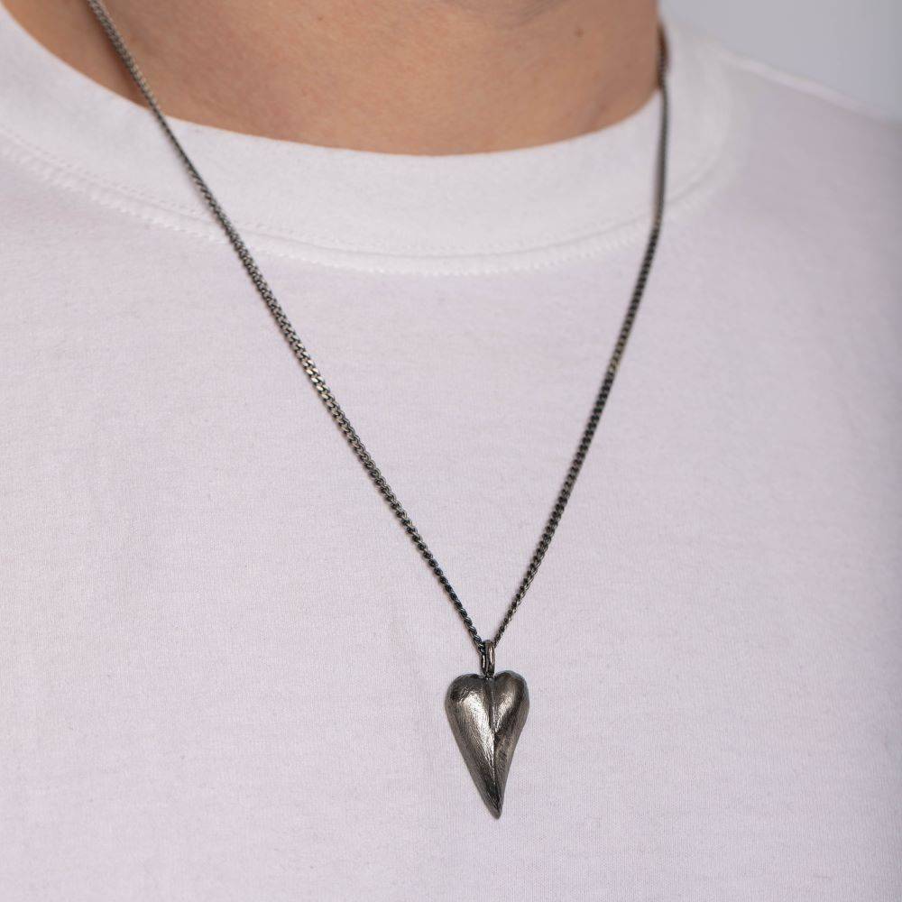 Heart Necklace Oxidized Silver 925