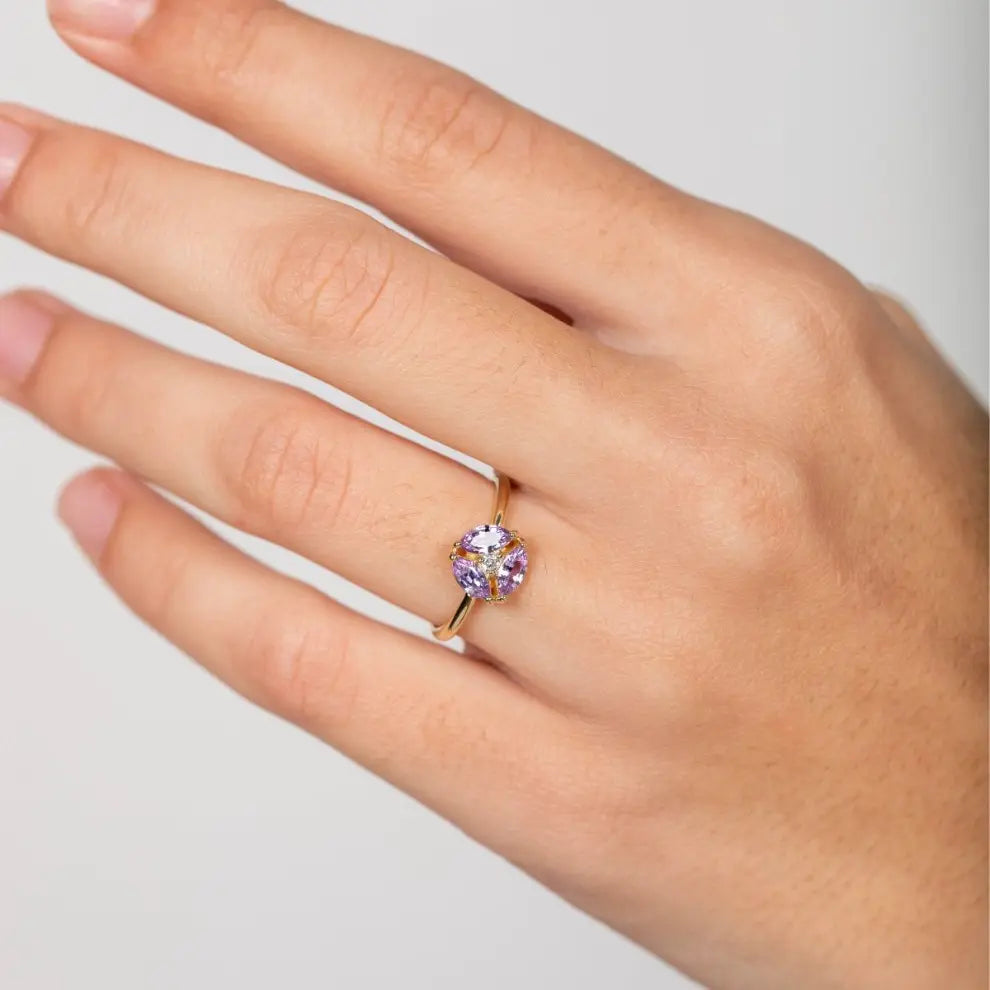 Purple Sapphire Marquise Ring 14K Gold
