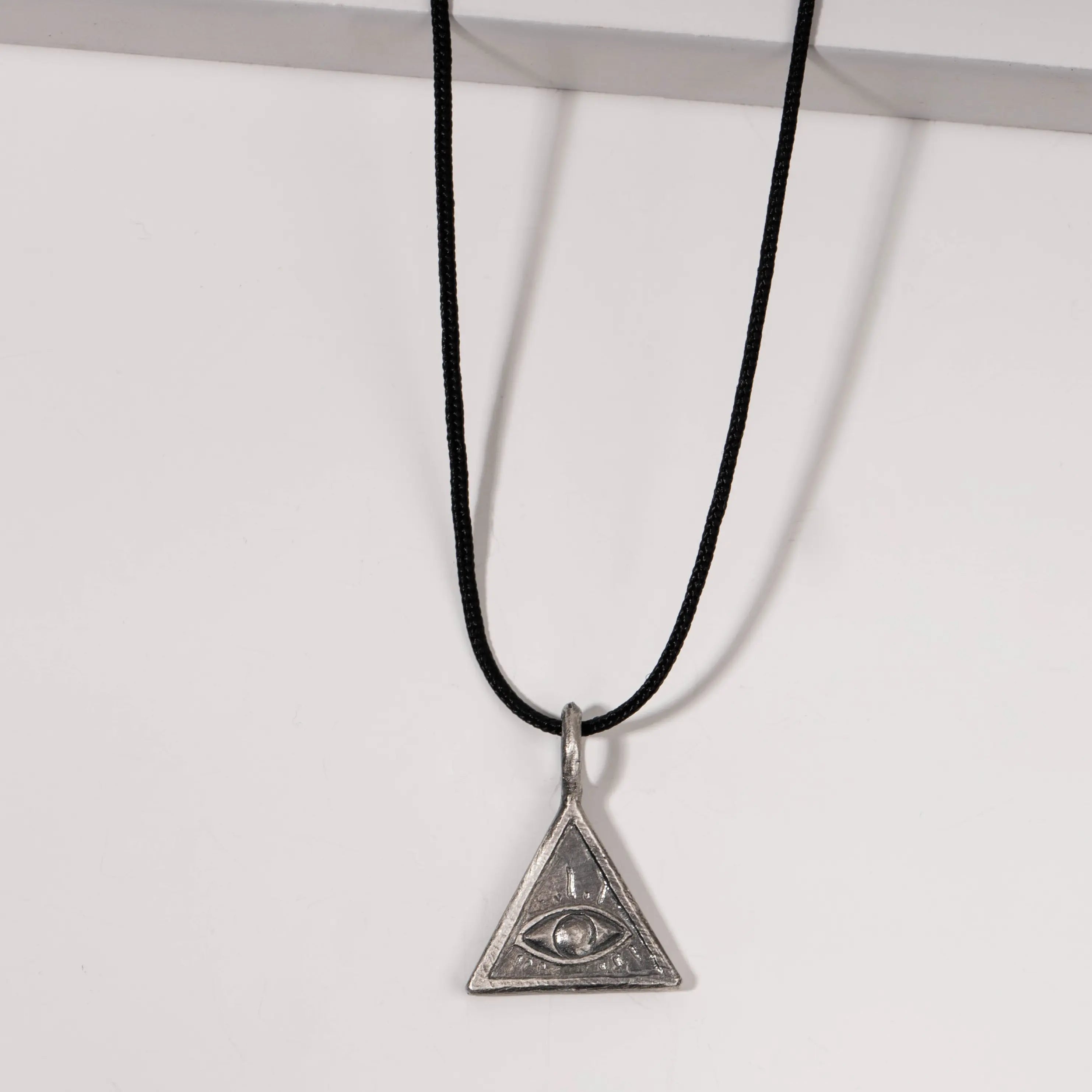 Eye of Providence Necklace with oxidized silver All-Seeing Eye pendant, symbolizing guidance and protection.