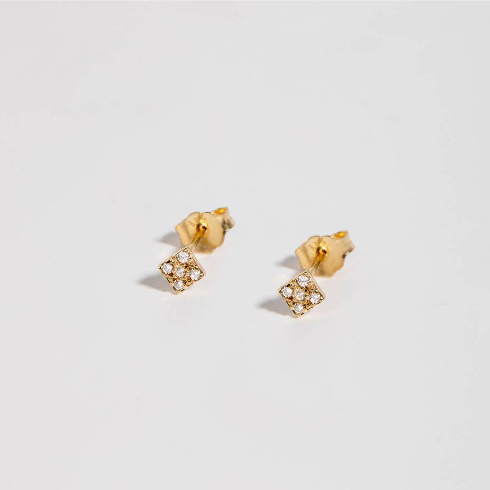 Diamond Square Stud Earrings