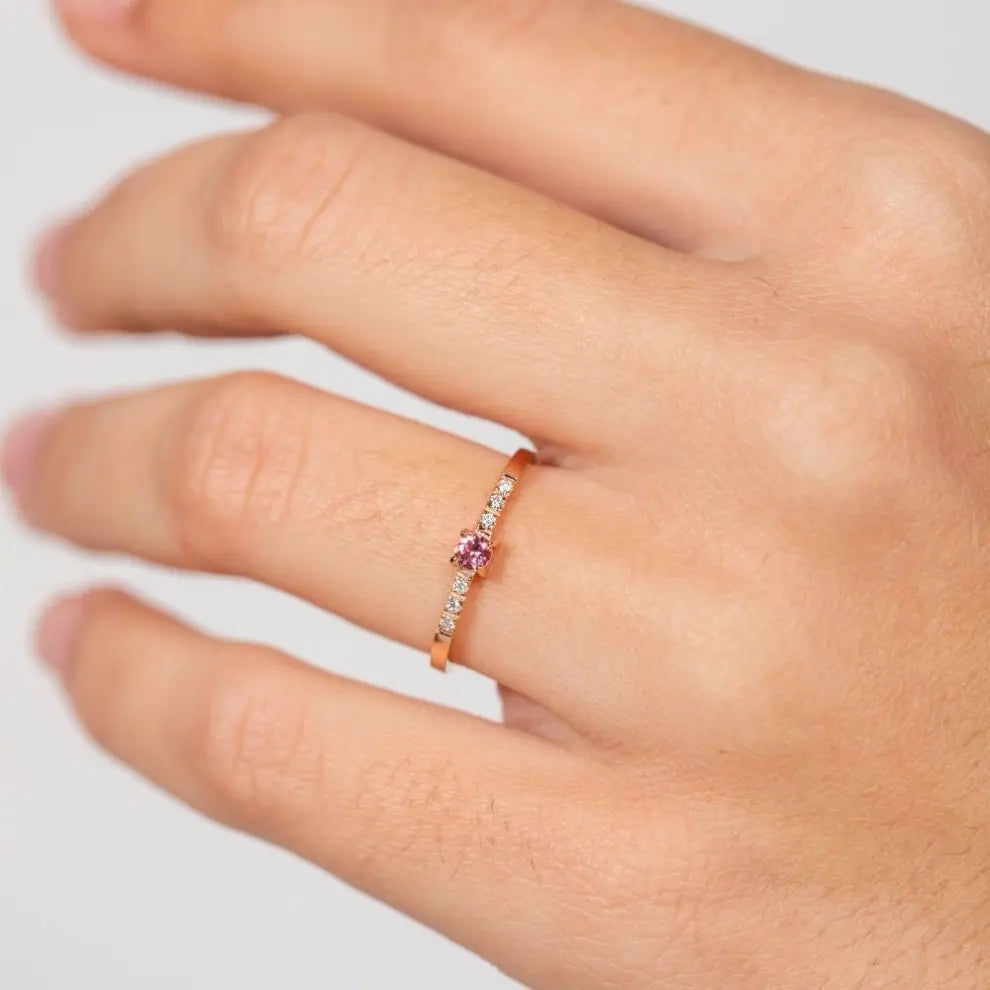 Pink Tourmaline Engagement Ring 14K Gold