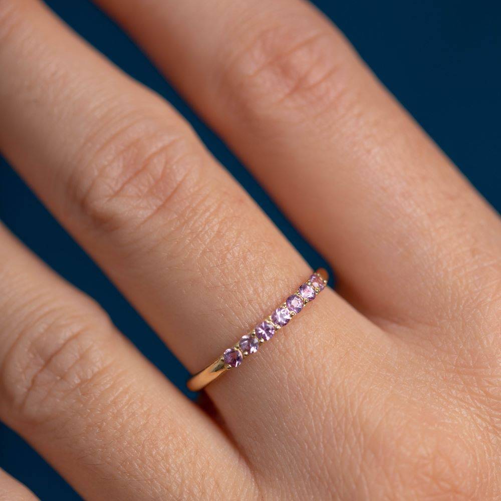 Half Eternity Ring Pink Sapphires 14K Gold